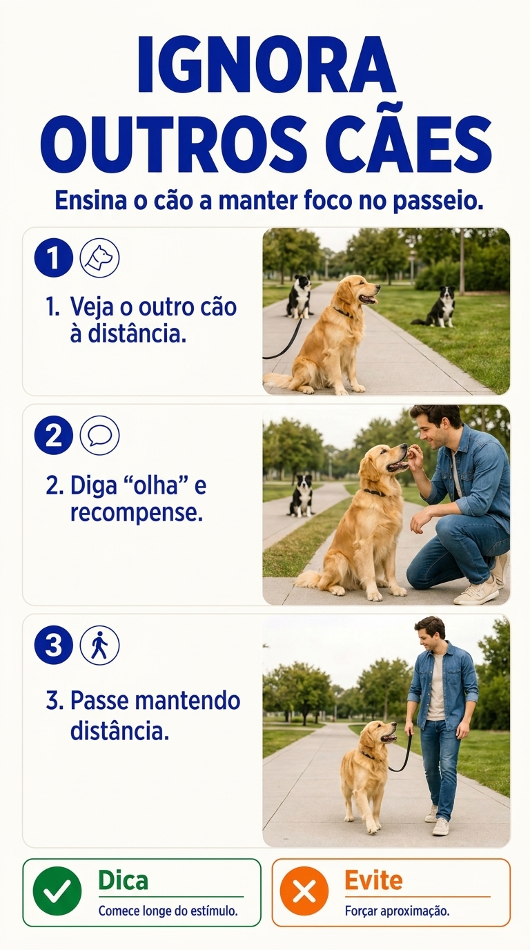 Dinâmica ilustrada: Ignorar outros cães no passeio